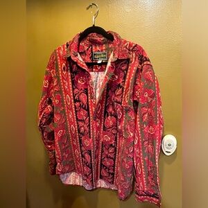 Vintage Nick & Nora - Floral “Shady Character” Corduroy Shirt.  Large